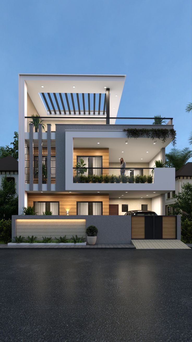 Contemporary Three-Story Villa with Geometric Architecture