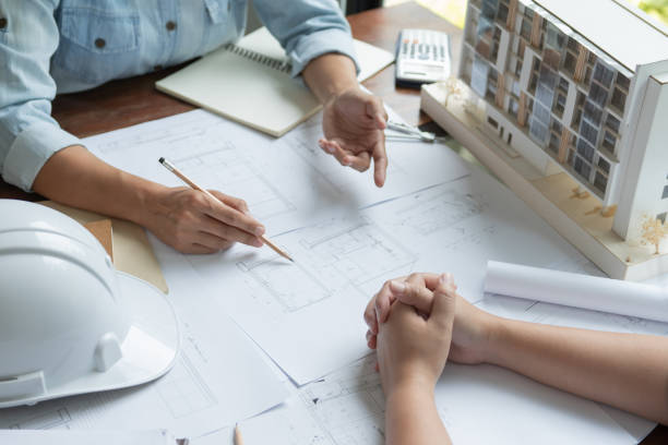 Team collaboration on architectural plans
